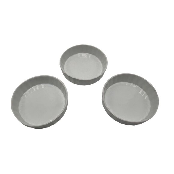 BIA Cordon Bleu White Round Fluted Creme Brule/Quiche Dishes 5" Set-3 - Picture 4 of 7